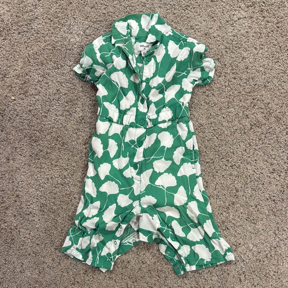 DVF for Target Green and White Floral Baby Romper Size 18 Months
